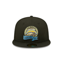 Load image into Gallery viewer, Los Angeles Chargers New Era NFL 59FIFTY 5950 Fitted Cap Hat Black Crown/Visor Camo Logo America Side Patch (2022 Salute To Service)
