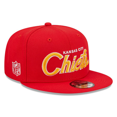 Kansas City Chiefs New Era NFL 9FIFTY 950 Snapback Cap Hat Red Crown/Visor Yellow/White Text Logo
