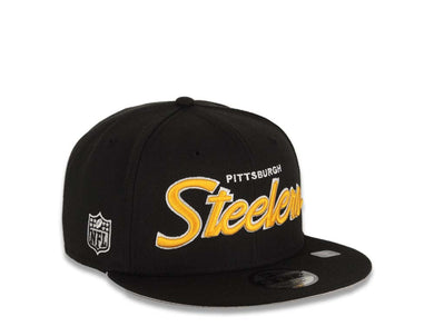 Pittsburgh Steelers New Era NFL 9FIFTY 950 Snapback Cap Hat Black Crown/Visor Yellow/White Text Logo