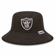 Load image into Gallery viewer, Las Vegas Raiders New Era Bucket Cap Hat Heather Black Crown/Visor Team Color Logo
