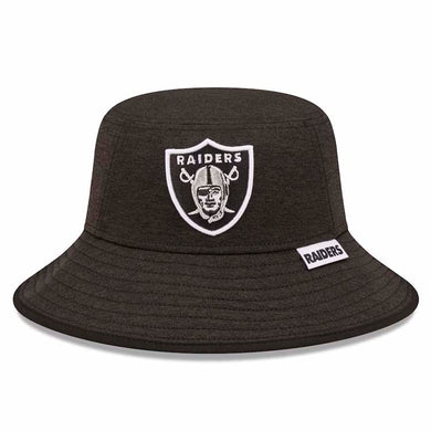 Las Vegas Raiders New Era Bucket Cap Hat Heather Black Crown/Visor Team Color Logo