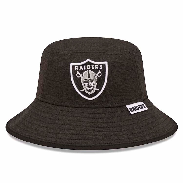 Las Vegas Raiders New Era Bucket Cap Hat Heather Black Crown/Visor Team Color Logo