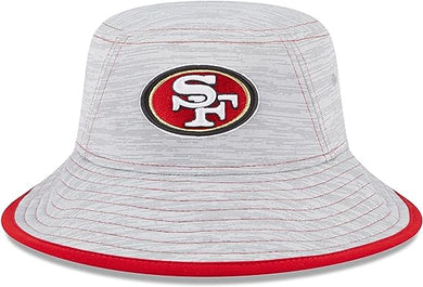 San Francisco 49ers New Era NFL Bucket Cap Hat White Crown/Visor Team Color Logo