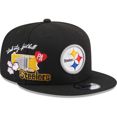 Pittsburgh Steelers New Era NFL 9FIFTY 950 Snapback Cap Hat Black Crown/Visor Team Color Logo (Icon)