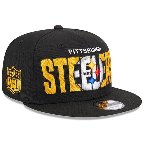 Pittsburgh Steelers New Era NFL 9FIFTY 950 Snapback Cap Hat Black Crown/Visor Team Color Logo (2023 Draft)