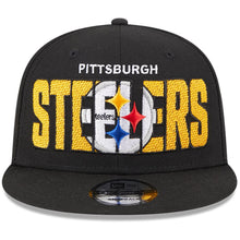 Load image into Gallery viewer, Pittsburgh Steelers New Era NFL 9FIFTY 950 Snapback Cap Hat Black Crown/Visor Team Color Logo (2023 Draft)
