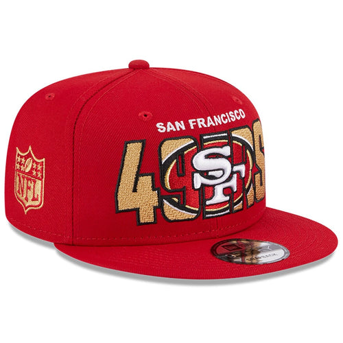 (Youth) San Francisco 49ers New Era NFL 9FIFTY 950 Snapback Cap Hat Red Crown/Visor Team Color Logo (2023 Draft)