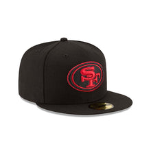 Load image into Gallery viewer, San Francisco 49ers New Era NFL 59FIFTY 5950 Alternative Fitted Cap Hat Black Crown/Visor Black/Red Logo
