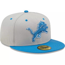 Load image into Gallery viewer, Detroit Lions New Era NFL 59FIFTY 5950 Fitted Cap Hat Gray/Light Blue Crown/Visor Team Color Logo (Sideline)
