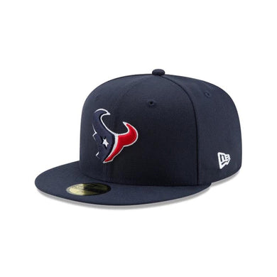 Houston Texans New Era NFL 59FIFTY 5950 Fitted Cap Hat Navy Blue Crown/Visor Team Color Logo (Sideline)