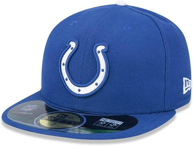 Indianapolis Colts New Era NFL 59FIFTY 5950 Fitted Sideline Cap Hat Royal Blue Crown/Visor Eam Color Logo 1984 World Series Side Patch