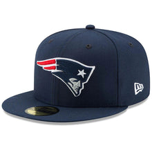 Load image into Gallery viewer, New England Patriots New Era NFL 59FIFTY 5950 Fitted Sideline Cap Hat Navy Crown/Visor Team Color Logo 
