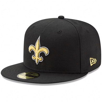 New Orleans Saints New Era NFL 59FIFTY 5950 Fitted Cap Hat Black Crown/Visor Team Color Logo (Sideline)