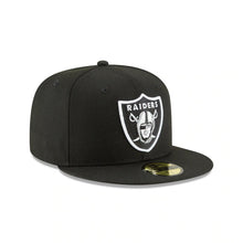 Load image into Gallery viewer, Oakland Raiders New Era NFL 59FIFTY 5950 Fitted Cap Hat Black Crown/Visor Black/White Logo 
