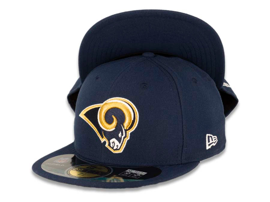 Los Angeles Rams New Era NFL 59FIFTY 5950 Fitted Sideline Cap Hat Navy Crown/Visor Team Color Logo