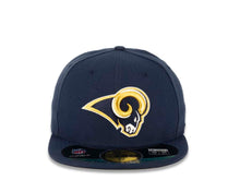 Load image into Gallery viewer, Los Angeles Rams New Era NFL 59FIFTY 5950 Fitted Sideline Cap Hat Navy Crown/Visor Team Color Logo

