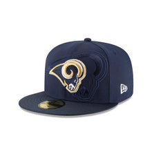 Load image into Gallery viewer, Los Angeles Rams New Era NFL 59FIFTY 5950 Fitted Sideline 2016 Cap Hat Navy Crown/Visor Team Color Logo
