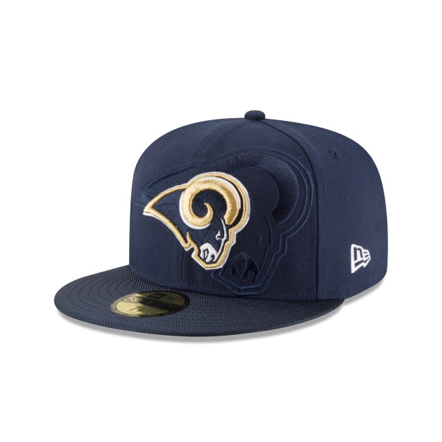 Los Angeles Rams New Era NFL 59FIFTY 5950 Fitted Sideline 2016 Cap Hat Navy Crown/Visor Team Color Logo