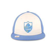 Load image into Gallery viewer, San Diego Chargers Reebok NFL Fitted Cap Hat White/Sky Blue Crown Sky Blue Visor Retro Shield Logo
