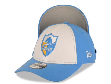 Los Angeles Chargers New Era NFL 9FORTY 940 Adjustable Cap Hat White/Sky Blue Crown Sky Blue Visor Sky Blue/White/Yellow Retro Logo Gray UV