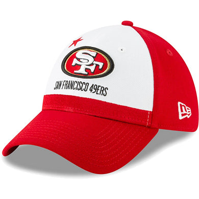 San Francisco 49ers New Era NFL 39THIRTY 3930 Flexfit Cap Hat White/Red Crown Red Visor Team Color Logo (2019 Draft)