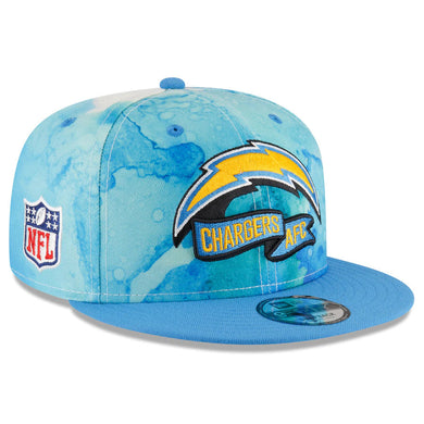 Los Angeles Chargers New Era NFL 9FIFTY 950 Snapback Cap Hat Sky Blue/White Crown Sky Blue Visor Team Color Logo Sky Blue UV (2022 Sideline Ink)