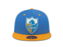 Load image into Gallery viewer, Los Angeles Chargers New Era NFL 59FIFTY 5950 Fitted Cap Hat Sky Blue Crown Gold Visor XL Retro Horse/Shield Team Color Logo
