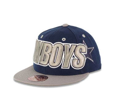 Dallas Cowboys New Era 59FIFTY 5950 Fitted Cap Hat Light Navy Blue Crown Gray Visor Gray Script Logo