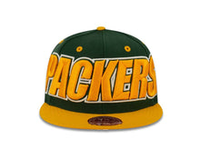 Load image into Gallery viewer, Green Bay Packers Mitchell &amp; Ness Fitted Cap Hat Green Crown Yellow Visor Yellow XL Block Logo
