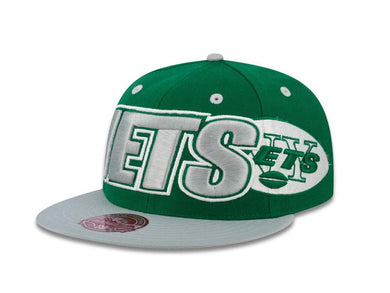 New York Jets Mitchell & Ness Fitted Cap Hat Green Crown Gray Visor Gray XL Block Logo