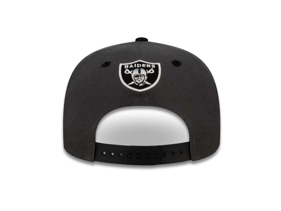 Los Angeles Raiders Mitchell & Ness Snapback Cap Hat Heather Dark Gray Crown Black Visor Black/White Script Logo