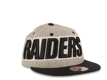 Load image into Gallery viewer, Las Vegas Raiders New Era NFL 59FIFTY 5950 Fitted Cap Hat Heather Gray Crown Black Visor Black/White Logo Green UV
