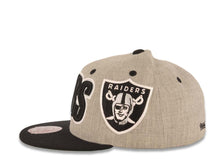 Load image into Gallery viewer, Las Vegas Raiders New Era NFL 59FIFTY 5950 Fitted Cap Hat Heather Gray Crown Black Visor Black/White Logo Green UV
