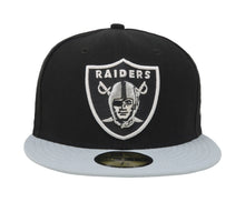 Load image into Gallery viewer, Oakland Raiders New Era NFL 59FIFTY 5950 Fitted Cap Hat Black Crown Gray Visor Team Color Logo

