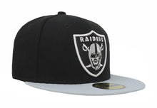 Load image into Gallery viewer, Oakland Raiders New Era NFL 59FIFTY 5950 Fitted Cap Hat Black Crown Gray Visor Team Color Logo
