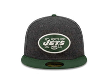Load image into Gallery viewer, New York Jets New Era NFL 59FIFTY 5950 Fitted Cap Hat Melton Gray Crown Green Visor Team Color Logo 
