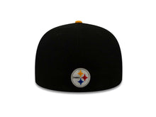Load image into Gallery viewer, Pittsburgh Steelers New Era NFL 59FIFTY 5950 Fitted Cap Hat Black Crown Yellow Visor Team Color Logo (Edge Flare)
