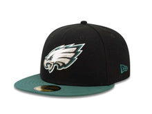 Load image into Gallery viewer, Philadelphia Eagles New Era NFL 59FIFTY 5950 Fitted Cap Hat Black Crown Green Visor Team Color Logo
