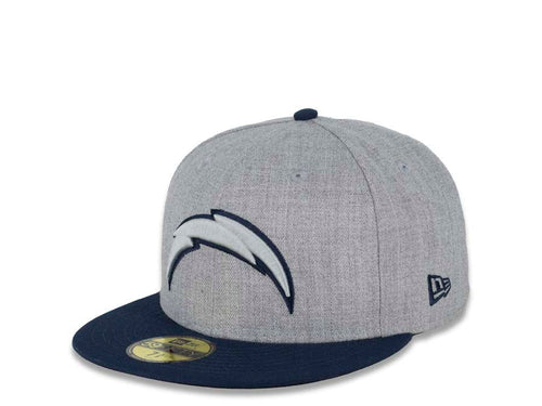 Los Angeles Chargers New Era NFL 59FIFTY 5950 Fitted Cap Hat Heather Gray Crown Navy Visor Gray/Navy Logo