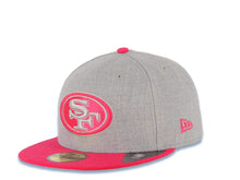 Load image into Gallery viewer, San Francisco 49ERS New Era NFL 59FIFTY 5950 Fitted Cap Hat Heather Gray Crown Magenta Visor Gray/Magenta Logo
