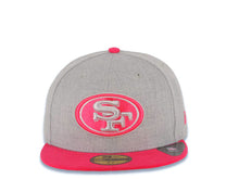 Load image into Gallery viewer, San Francisco 49ERS New Era NFL 59FIFTY 5950 Fitted Cap Hat Heather Gray Crown Magenta Visor Gray/Magenta Logo
