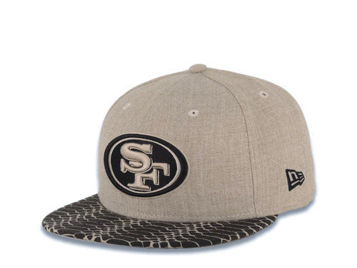San Francisco 49ers New Era NFL 59FIFTY 5950 Fitted Heather Cap Hat Gray Crown Black Visor Team Color Logo Snake Vizer