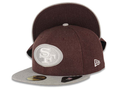 San Francisco 49ERS New Era NFL 59FIFTY 5950 Fitted Cap Hat Heather Maroon Crown Dark Gray Visor Dark Gray/White Logo Maroon UV