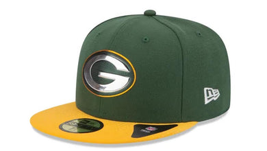 Green Bay Packers New Era NFL 59FIFTY 5950 Fitted 2015 Draft Cap Hat Green Crown Yellow Visor Team Color Logo