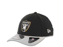 Load image into Gallery viewer, Oakland Raiders New Era NFL 39THIRTY 3930 Flexfit Cap Hat Black Crown Gray Visor Fused Metallic Applique Team Color Logo (2015 Draft)
