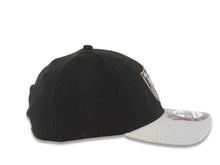 Load image into Gallery viewer, Oakland Raiders New Era NFL 39THIRTY 3930 Flexfit Cap Hat Black Crown Gray Visor Fused Metallic Applique Team Color Logo (2015 Draft)

