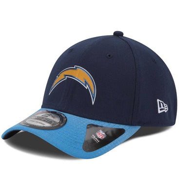 San Diego Chargers New Era NFL 39THIRTY 3930 Flexfit Cap Hat Navy Blue Crown Sky Blue Visor Team Color Logo (2016 Draft)