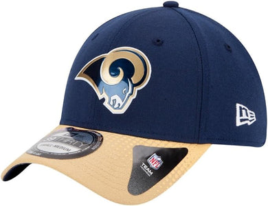 Los Angeles Rams New Era NFL 39THIRTY 3930 Flexfit 2015 Draft Cap Hat Navy Blue Crown Wheat Visor Team Color Logo