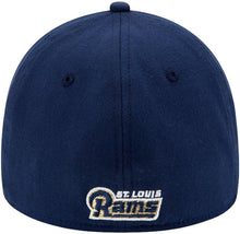 Load image into Gallery viewer, Los Angeles Rams New Era NFL 39THIRTY 3930 Flexfit 2015 Draft Cap Hat Navy Blue Crown Wheat Visor Team Color Logo
