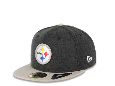 Pittsburgh Steelers New Era NFL 59FIFTY 5950 Fitted Cap Hat Heather Dark Gray Crown Heather Gray Visor Team Color Logo